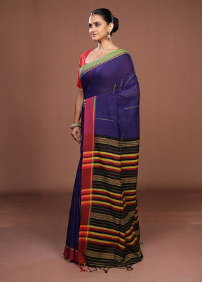 Blue Matka Silk Saree With Blouse Piece