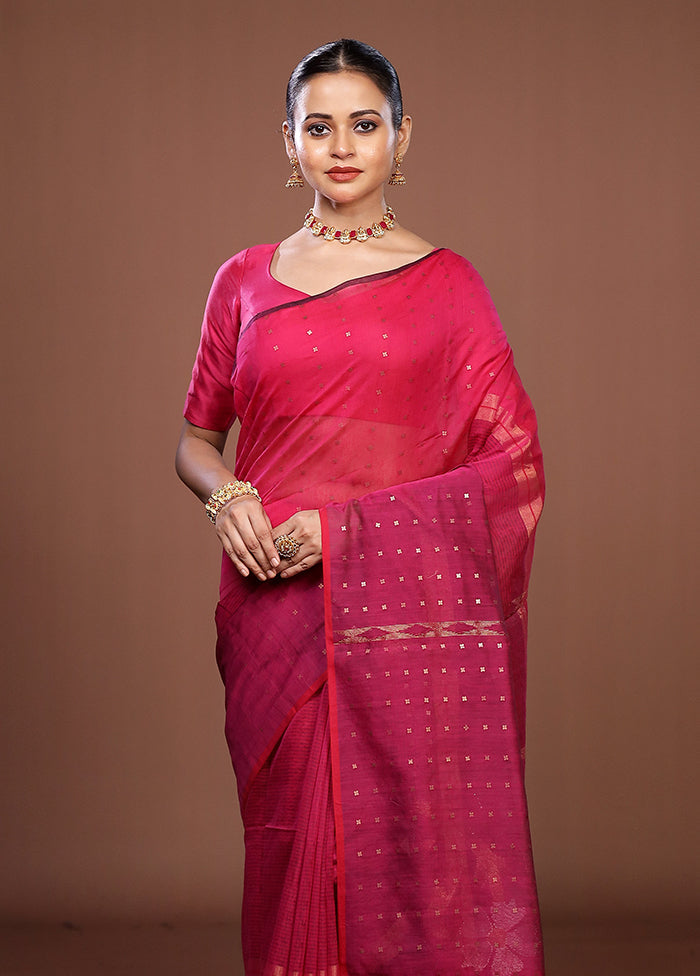 Pink Matka Silk Saree With Blouse Piece