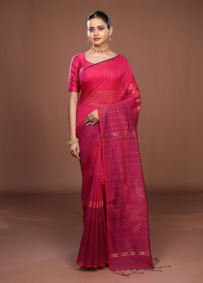 Pink Matka Silk Saree With Blouse Piece