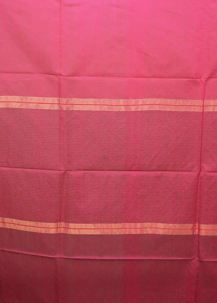 Pink Matka Silk Saree With Blouse Piece