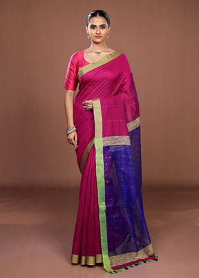 Pink Matka Silk Saree With Blouse Piece