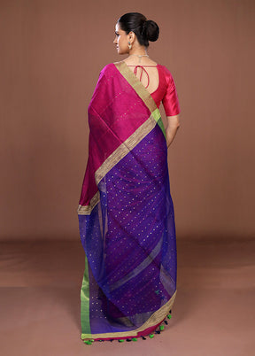 Pink Matka Silk Saree With Blouse Piece