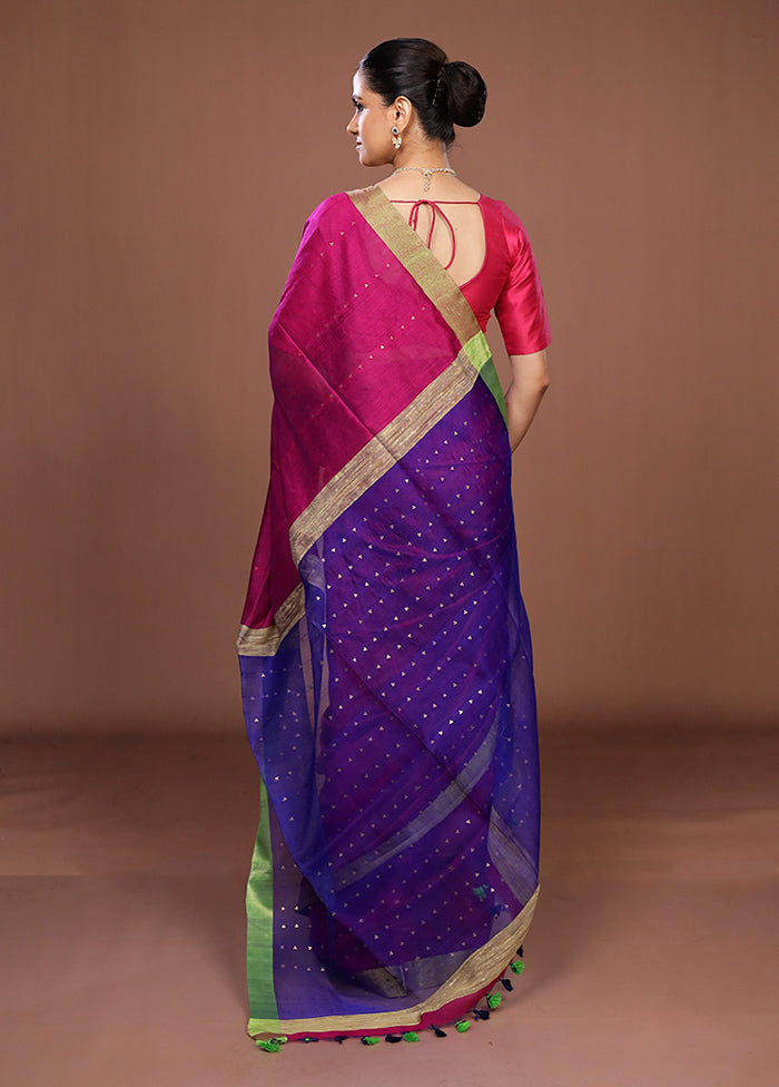 Pink Matka Silk Saree With Blouse Piece