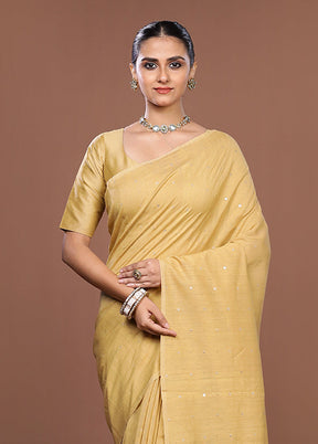 Cream Matka Silk Saree With Blouse Piece