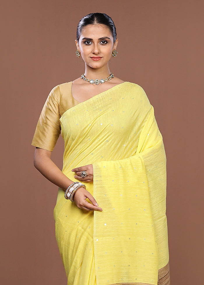 Yellow Matka Silk Saree With Blouse Piece