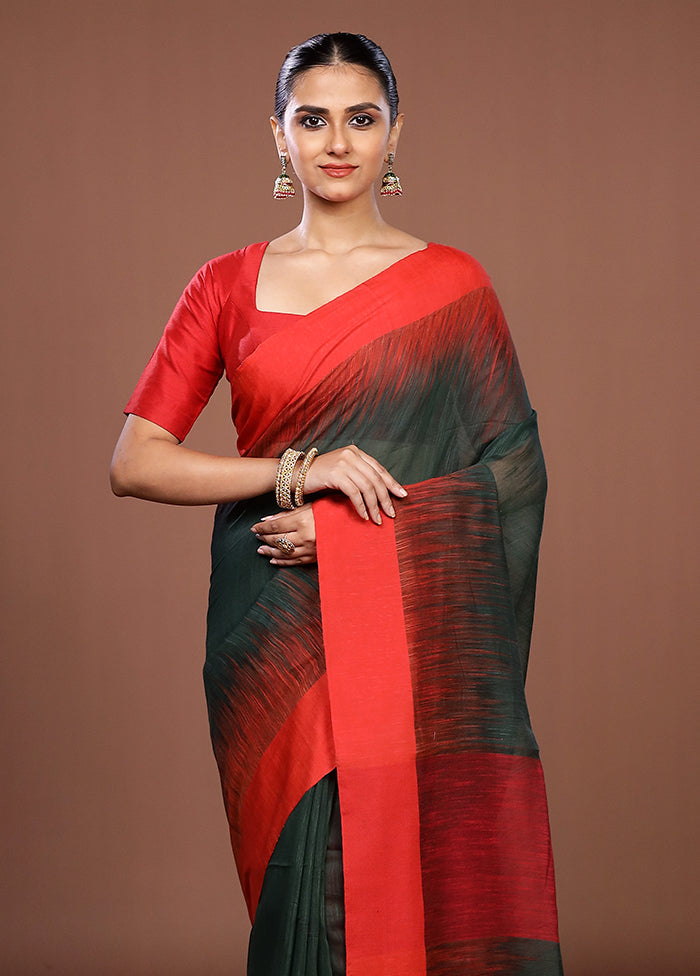 Green Matka Silk Saree With Blouse Piece