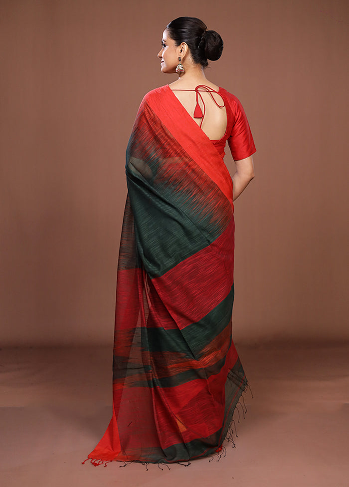 Green Matka Silk Saree With Blouse Piece