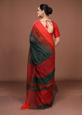 Green Matka Silk Saree With Blouse Piece