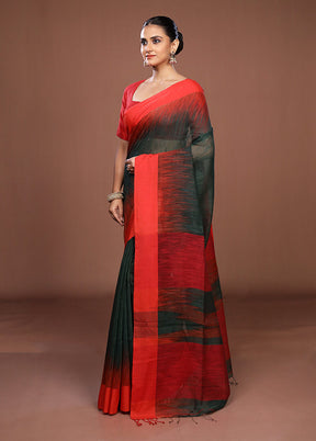 Green Matka Silk Saree With Blouse Piece