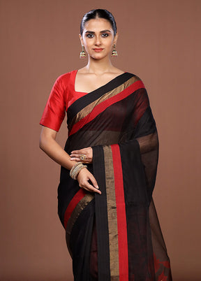 Black Matka Silk Saree With Blouse Piece