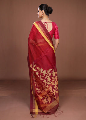 Maroon Matka Silk Saree With Blouse Piece