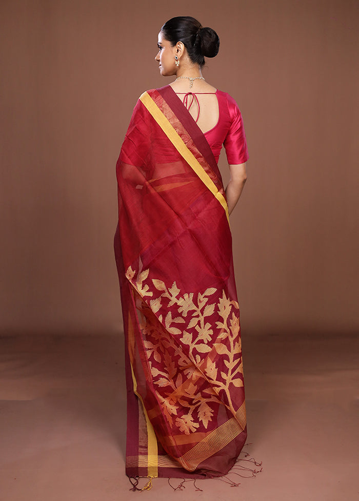 Maroon Matka Silk Saree With Blouse Piece