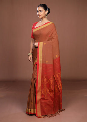 Cream Matka Silk Saree With Blouse Piece