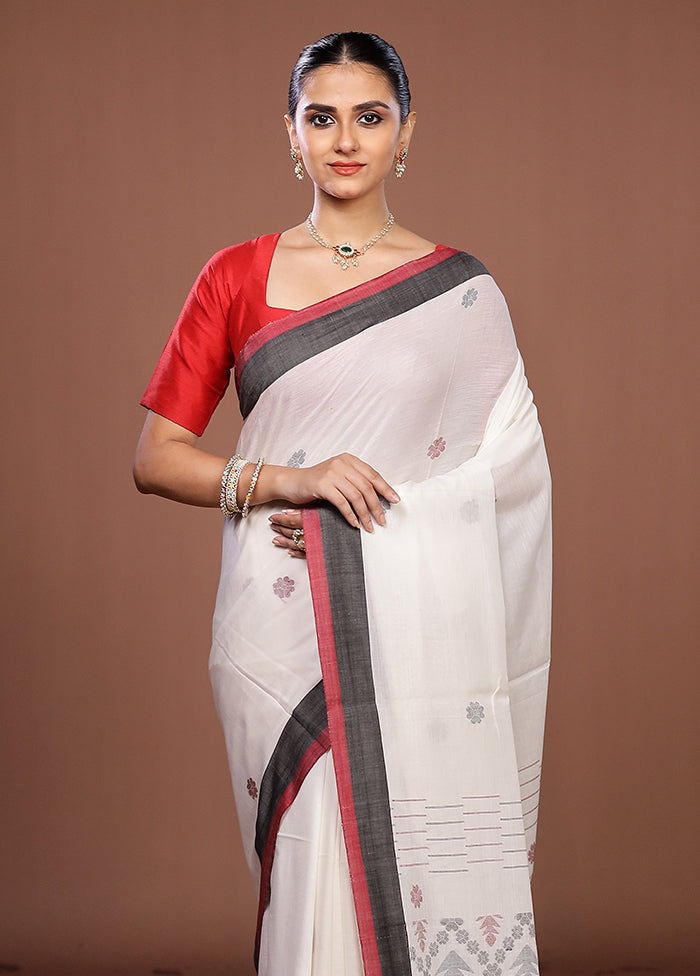 White Matka Silk Saree With Blouse Piece