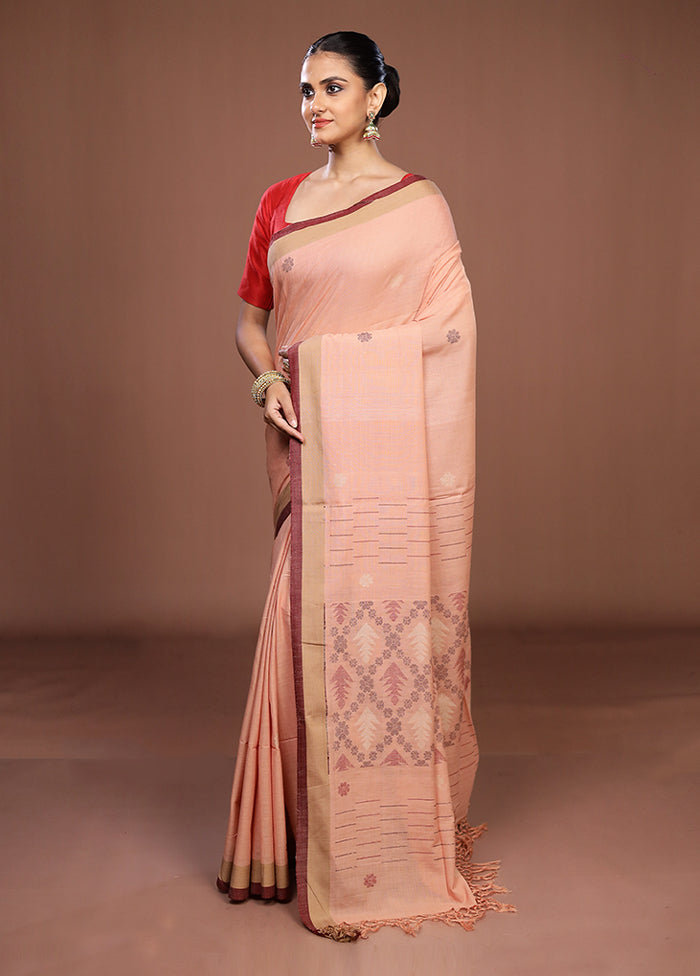 Pink Matka Silk Saree With Blouse Piece