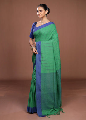 Blue Matka Silk Saree With Blouse Piece