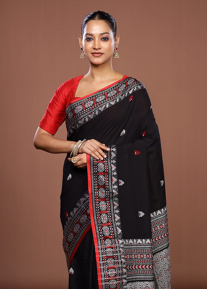 Black Matka Silk Saree With Blouse Piece