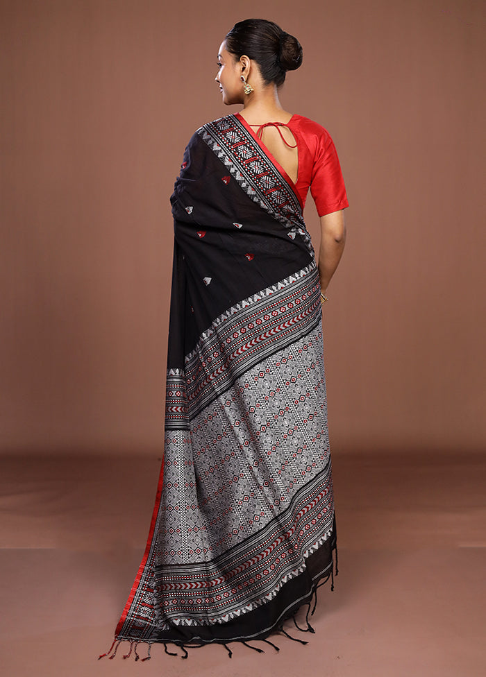 Black Matka Silk Saree With Blouse Piece
