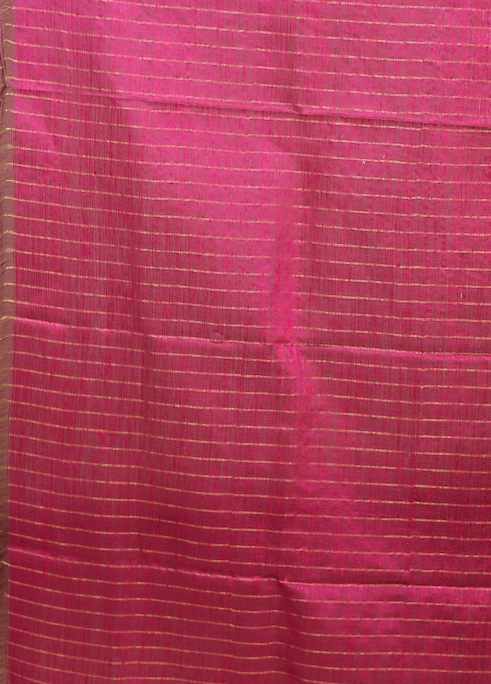 Pink Handloom Matka Pure Silk Saree With Blouse Piece
