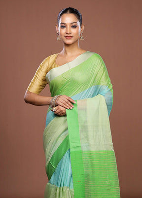Green Matka Silk Saree With Blouse Piece