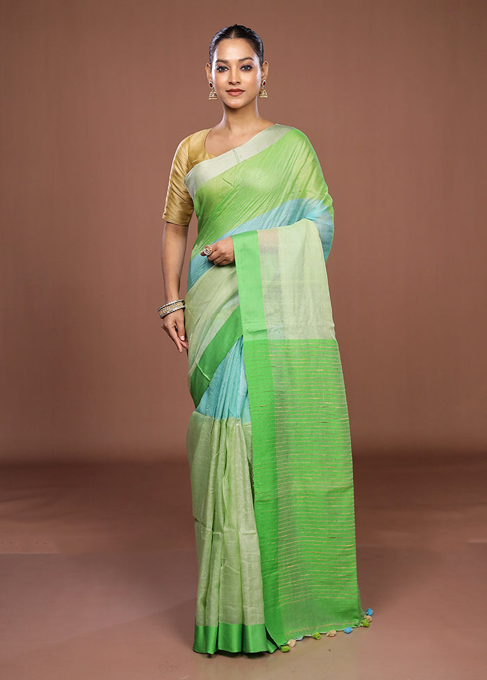 Green Matka Silk Saree With Blouse Piece