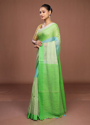 Green Matka Silk Saree With Blouse Piece