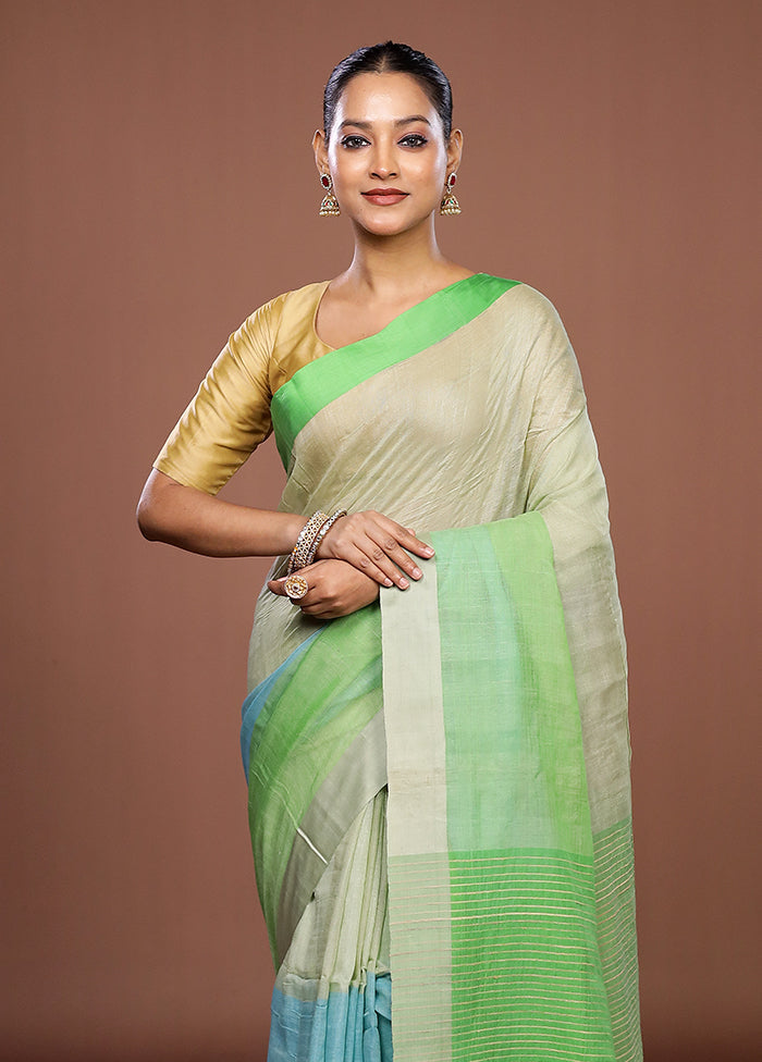Green Matka Silk Saree With Blouse Piece
