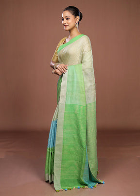 Green Matka Silk Saree With Blouse Piece