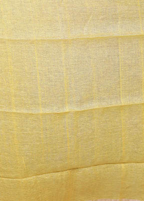 Yellow Linen Silk Saree With Blouse Piece