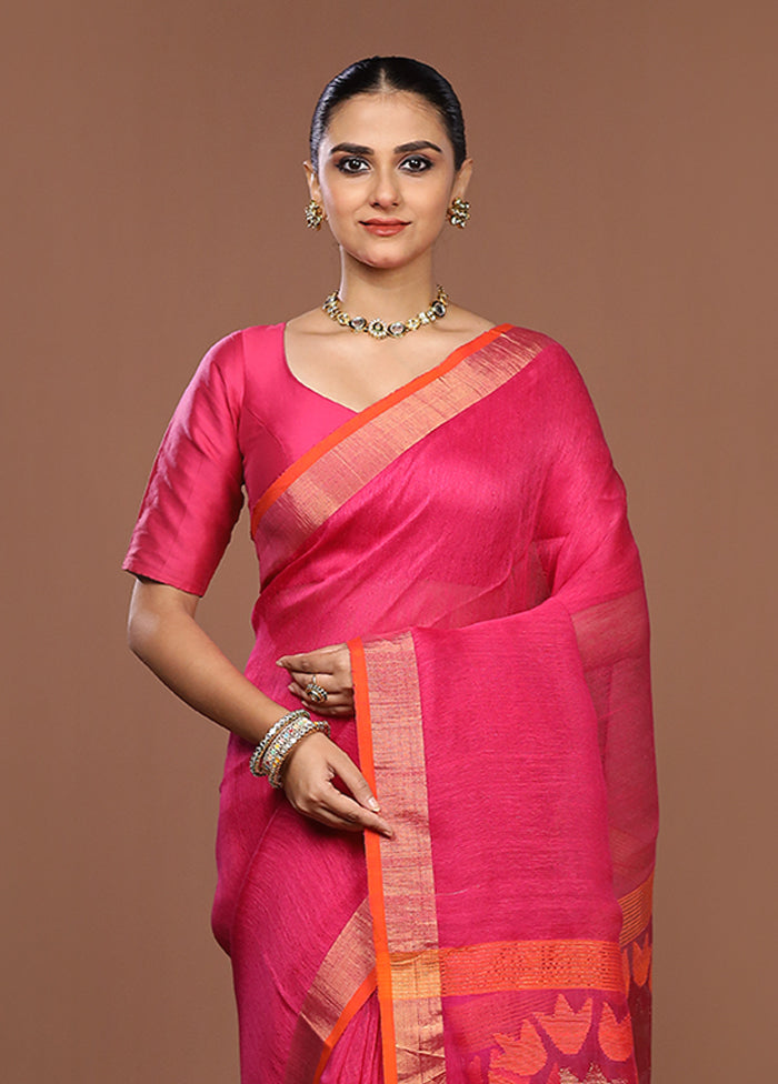 Purple Matka Silk Saree With Blouse Piece