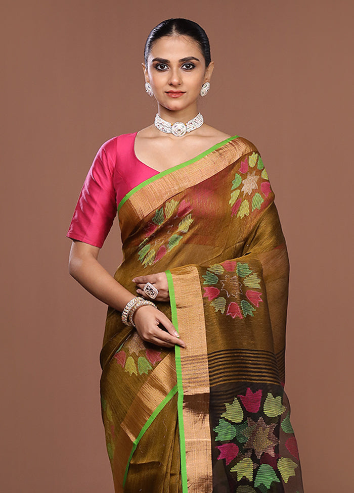 Yellow Matka Silk Saree With Blouse Piece
