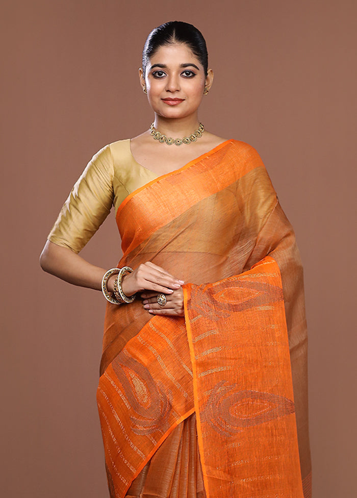 Rust Matka Silk Saree With Blouse Piece