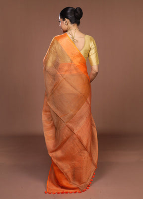 Rust Matka Silk Saree With Blouse Piece