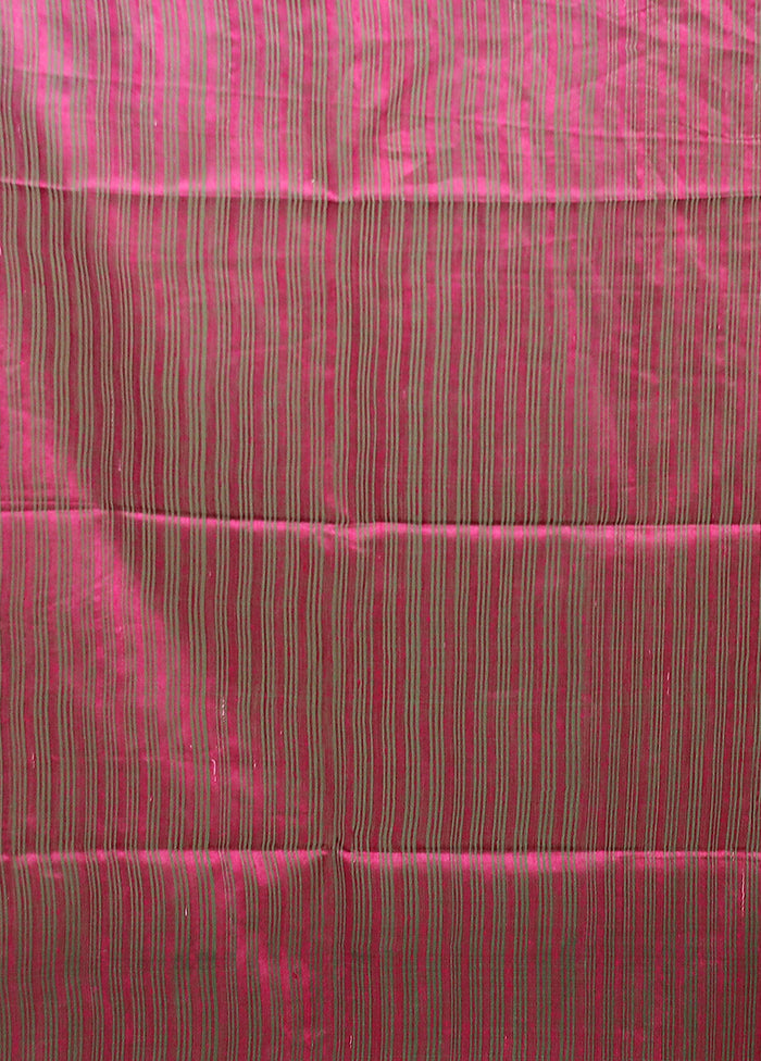 Green Handloom Matka Pure Silk Saree With Blouse Piece