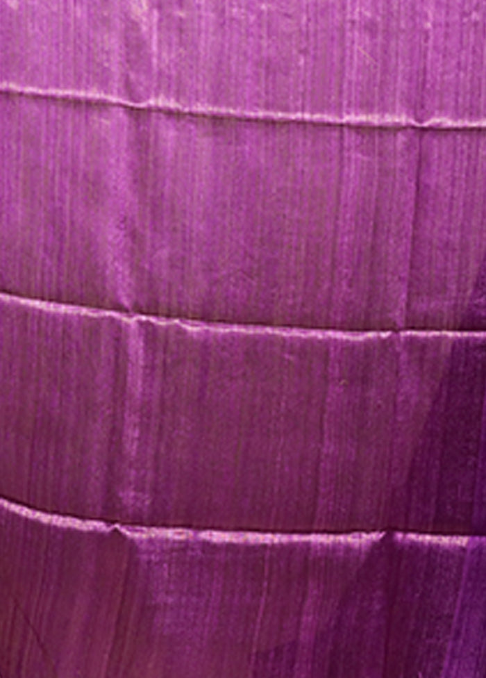Purple Handloom Matka Pure Silk Saree With Blouse Piece