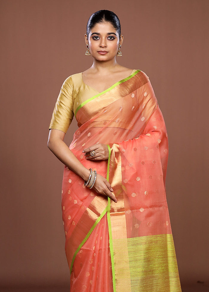 Pink Handloom Matka Pure Silk Saree With Blouse Piece