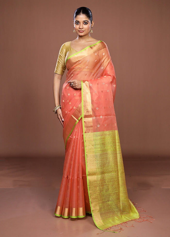 Pink Handloom Matka Pure Silk Saree With Blouse Piece