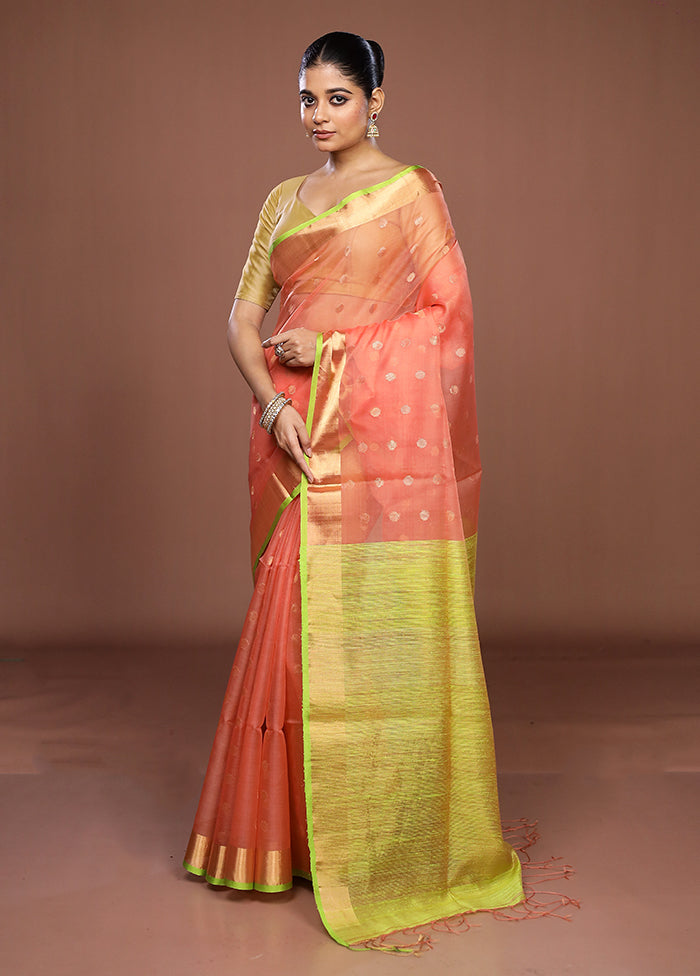 Pink Handloom Matka Pure Silk Saree With Blouse Piece