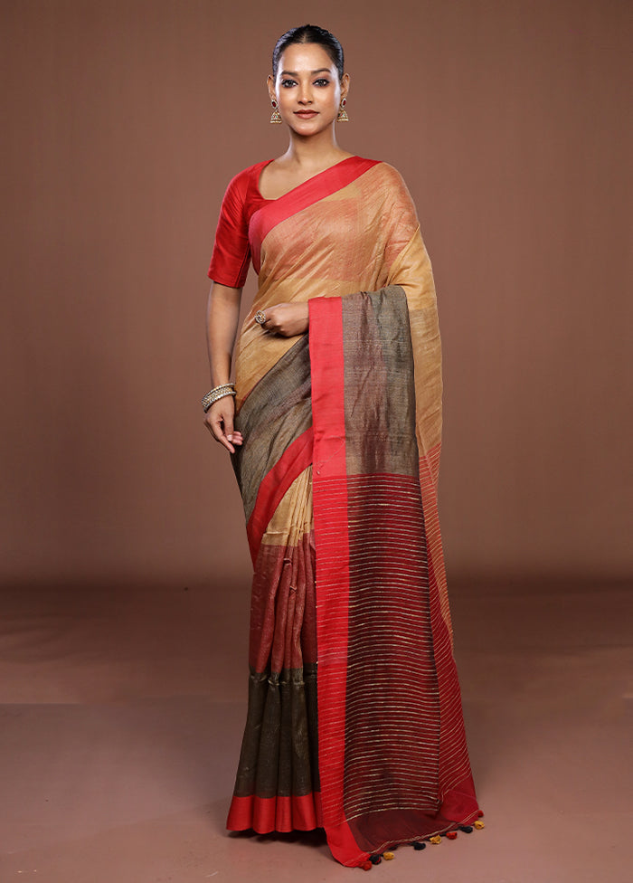 Grey Matka Silk Saree With Blouse Piece
