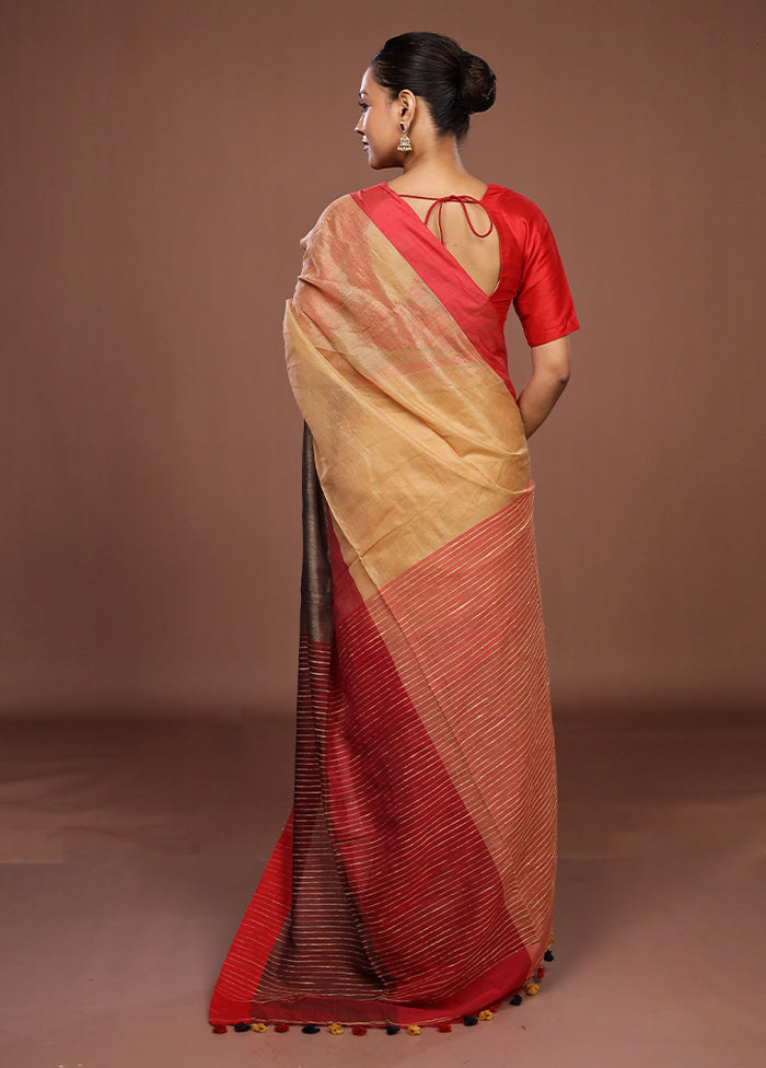 Grey Matka Silk Saree With Blouse Piece