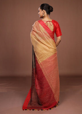 Grey Matka Silk Saree With Blouse Piece
