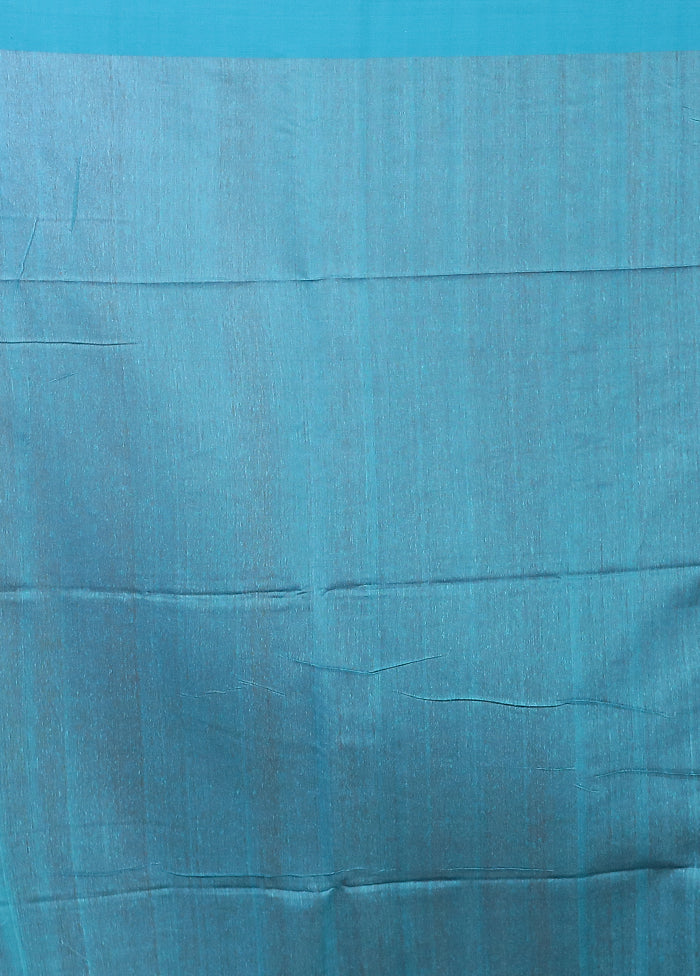 Blue Matka Silk Saree With Blouse Piece