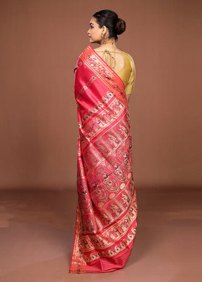 Pink Handloom Swarnachuri Pure Silk Saree With Blouse Piece