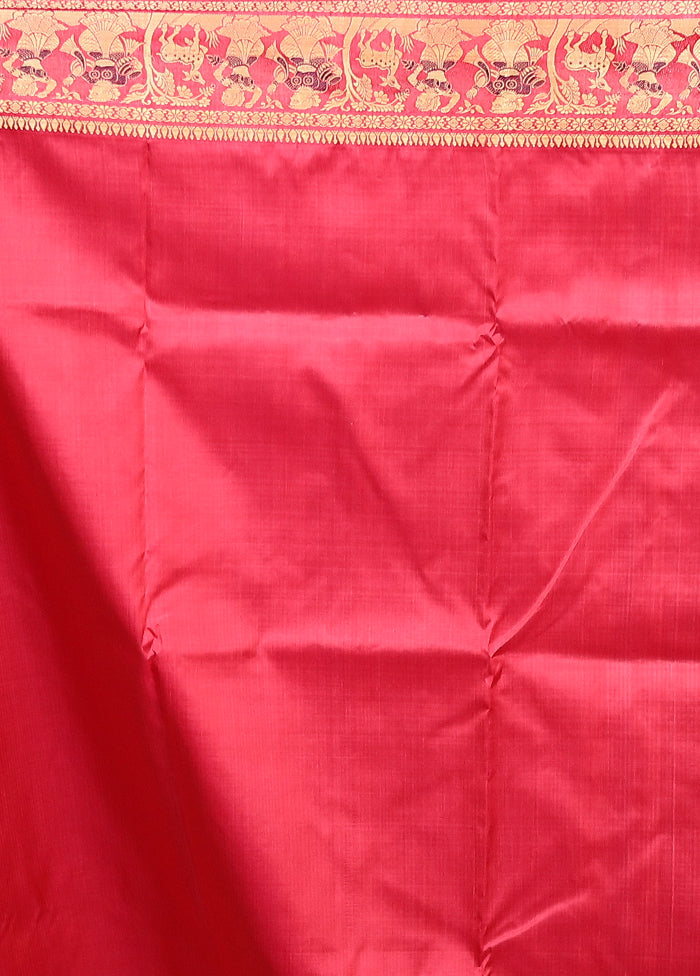 Pink Handloom Swarnachuri Pure Silk Saree With Blouse Piece