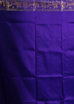 Blue Handloom Baluchari Pure Silk Saree With Blouse Piece