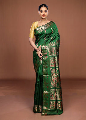 Green Handloom Swarnachuri Pure Silk Saree With Blouse Piece