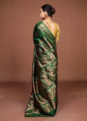 Green Handloom Swarnachuri Pure Silk Saree With Blouse Piece