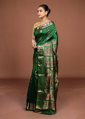 Green Handloom Swarnachuri Pure Silk Saree With Blouse Piece