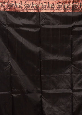 Black Handloom Swarnachuri Pure Silk Saree With Blouse Piece