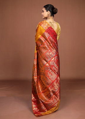 Yellow Handloom Swarnachuri Pure Silk Saree With Blouse Piece